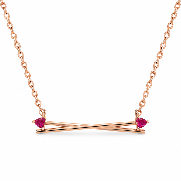 Rose Gold Ruby Crossbar Necklace