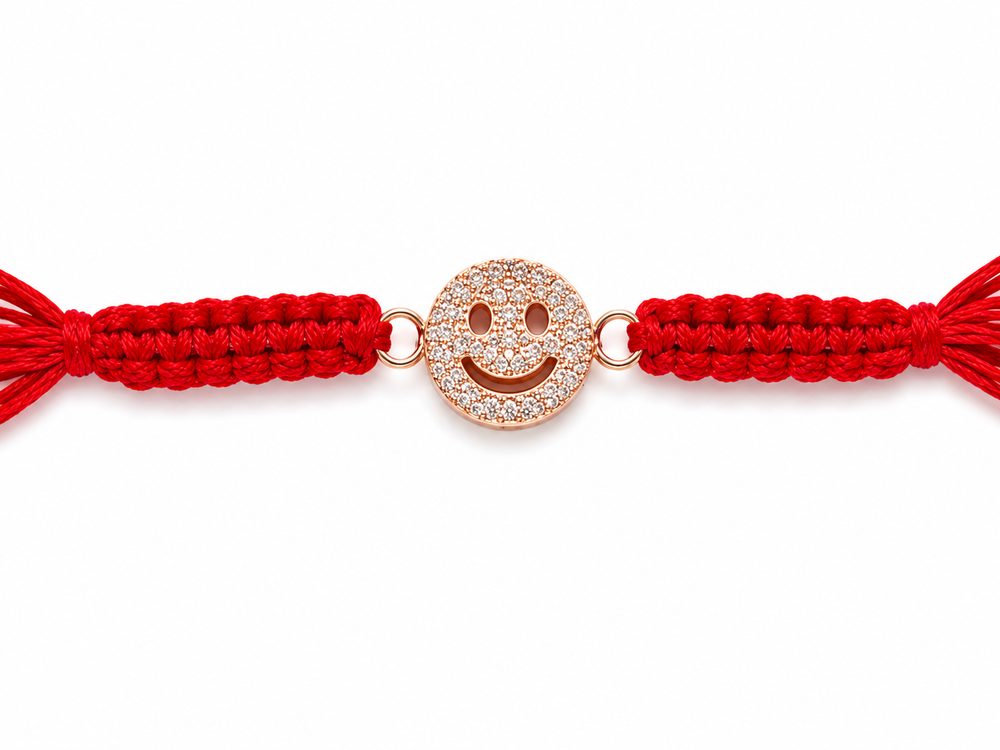 925 Sterling Silver Radiant Smile Bond Rakhi with Sacred Red Thread | Premium Smiley Rakhi for Brother | Raksha Bandhan | Mohè Jewels