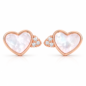 Amora Halo Mother of Pearl Heart Studs