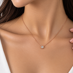 Rose Gold Crystal Halo Necklace