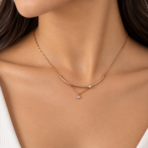 Rose Gold Crystal Cascade Necklace