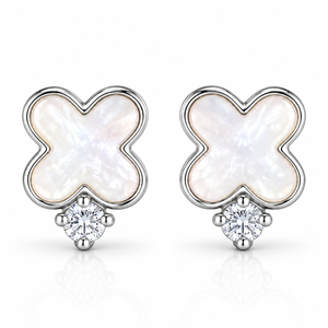Elaris Mother of Pearl Clover Studs