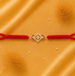 925 Sterling Silver Radiant Surya Star Rakhi with Sacred Red Thread | Premium Sunburst Rakhi for Brother | Raksha Bandhan | Mohè Jewels