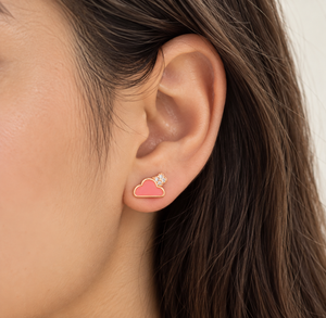 Coral Cloudlet Bow Studs