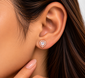 Rosé Heart Halo Studs