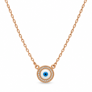 Rose Gold Evil Eye Halo Necklace