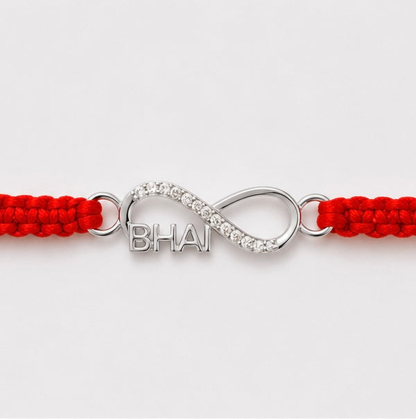 925 Sterling Silver Infinite Bhai Bond Rakhi with Sacred Red Thread | Premium Infinity Bhai Rakhi for Brother | Raksha Bandhan | Mohè Jewels