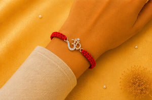 925 Sterling Silver Omkar Divine Rakhi with Sacred Red Thread | Premium Om Rakhi for Brother | Raksha Bandhan | Mohè Jewels
