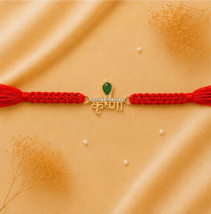 925 Sterling Silver Krishna Prem Rakhi with Sacred Red Thread | Premium Krishna Peacock Feather Rakhi for Brother | Raksha Bandhan | Mohè Jewels