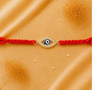 925 Sterling Silver Nazar Kavach Rakhi with Sacred Red Thread | Premium Evil Eye Rakhi for Brother | Raksha Bandhan | Mohè Jewels