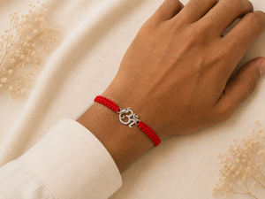 925 Sterling Silver Om Rakhi, Om Rakhi for Brother, Silver Rakhi Online, Premium Rakhi, Designer Rakhi, Sacred Red Thread Rakhi, Mauli Rakhi, Kalava Rakhi.