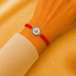 925 Sterling Silver Dhruva Star Rakhi with Sacred Red Thread | Premium Compass Star Rakhi for Brother | Raksha Bandhan | Mohè Jewels
