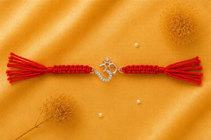 925 Sterling Silver Omkar Divine Rakhi with Sacred Red Thread | Premium Om Rakhi for Brother | Raksha Bandhan | Mohè Jewels