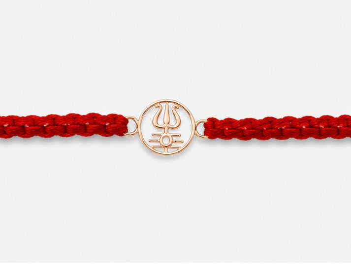 925 Sterling Silver Shiv Shakti Blessing Rakhi with Sacred Red Thread | Premium Shivling Trishul Rakhi for Brother | Raksha Bandhan | Mohè Jewels