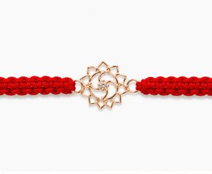 925 Sterling Silver Divine Lotus Radiance Rakhi with Red Sacred Thread | Premium Designer Rakhi for Brother | Raksha Bandhan Gift by Mohè Jewels