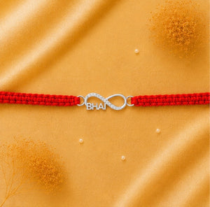 925 Sterling Silver Infinite Bhai Bond Rakhi with Sacred Red Thread | Premium Infinity Bhai Rakhi for Brother | Raksha Bandhan | Mohè Jewels