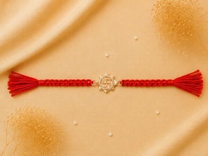 925 Sterling Silver Shubh Swastik Rakhi with Sacred Red Thread | Premium Swastik Rakhi for Brother | Raksha Bandhan | Mohè Jewels