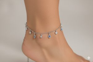 Silver Evil Radiance Anklet For Women