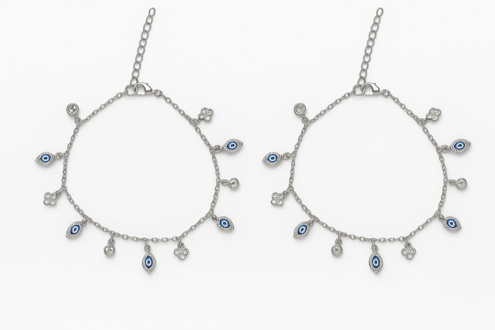 Silver Evil Radiance Anklet For Women