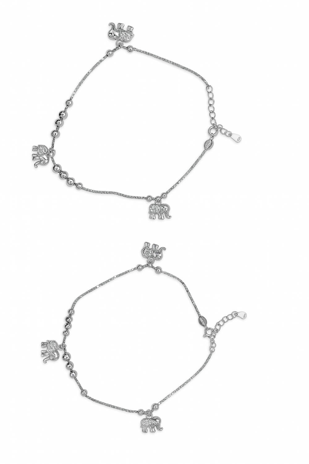 Silver Ele Charm Duo Anklet For Women